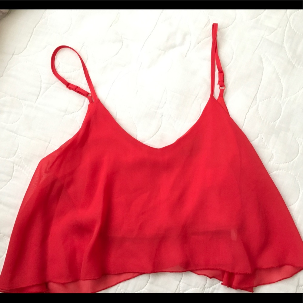 Red flowy boho chic spaghetti strap lined crop top size small 3/$15